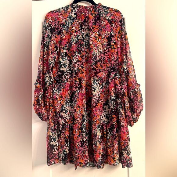 Vince Camuto Women's Tiered Mini Dress Black/Multi - Picture 3 of 8